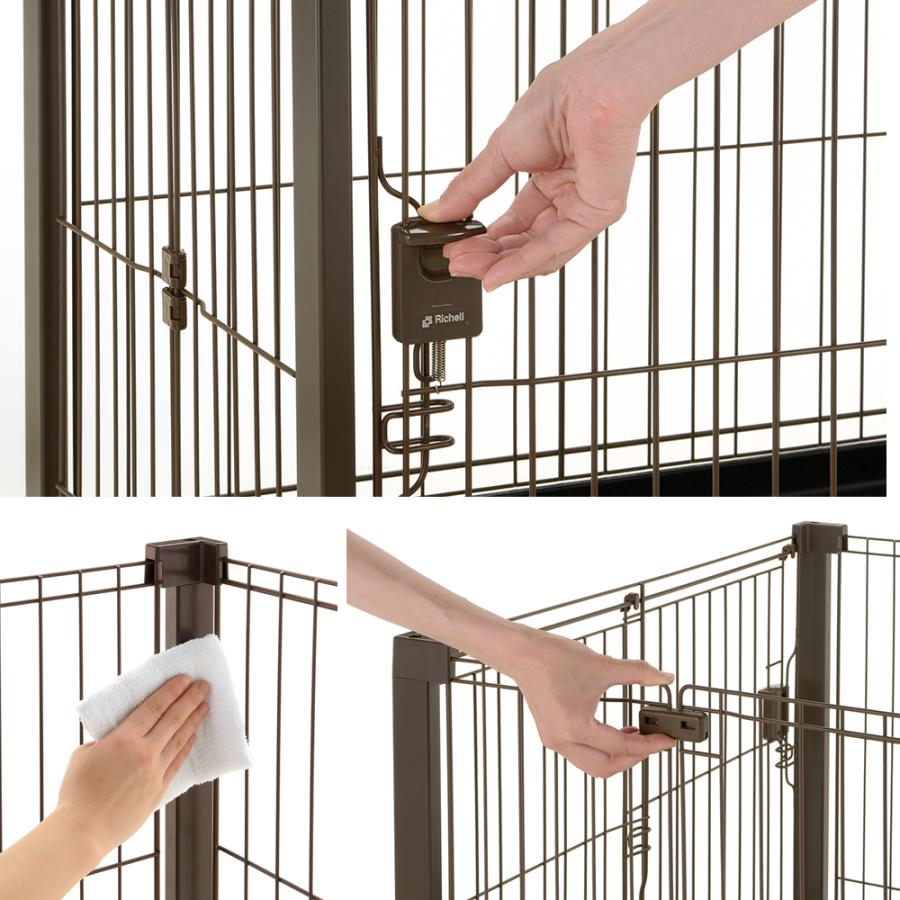 リッチェル 折りたたみアルミサークル 90ー60 ブラウン 180サイズ