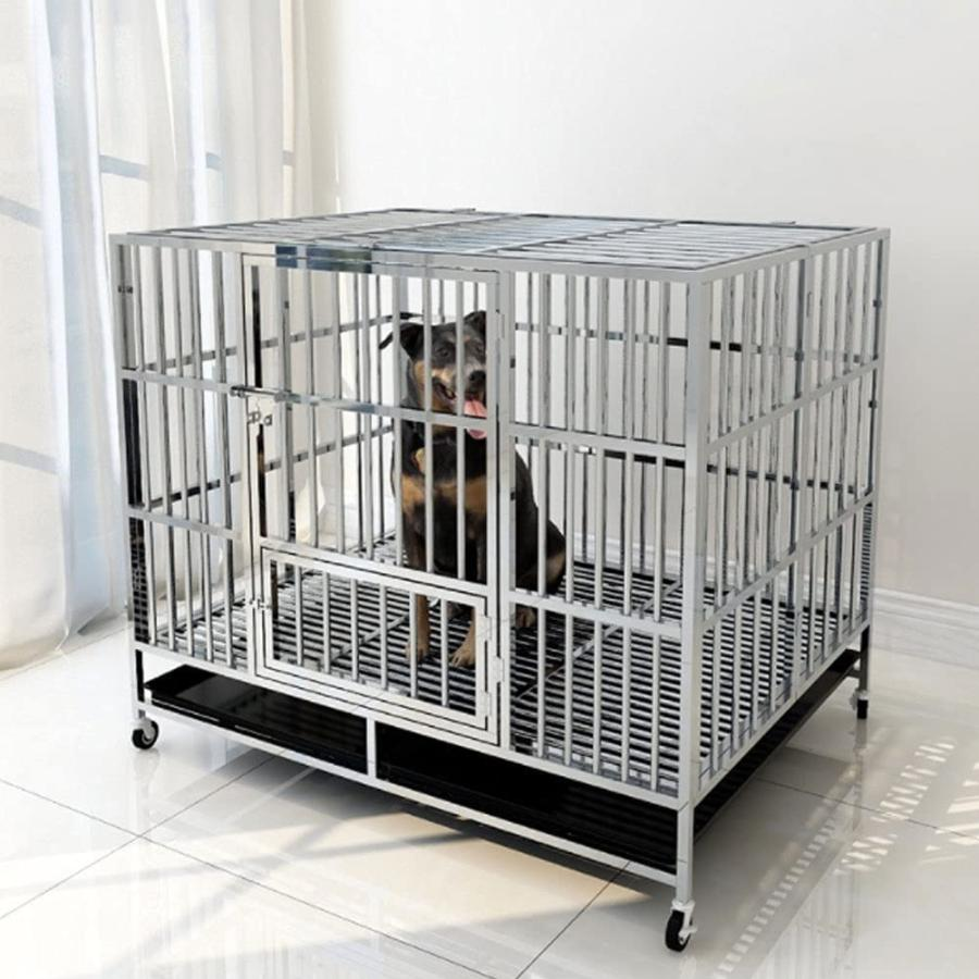 犬用ケージ 犬小屋 犬用ケージ 大型犬ケージ あらゆる種類のペットの犬と猫に適したステンレス製の犬用ケージ、大型犬と犬用ケージ ペットショップのケージ