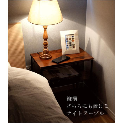 サイドテーブル 木製 アイアン おしゃれ ソファ ベッド 収納 棚付き ベッドサイドテーブル ソファ横 シーシャムサイドテーブル B