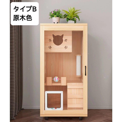 猫 ケージ キャットケージ 2段 木製フレーム 保護 脱走防止 多頭飼い スチール ペットケージ 広々 大型 猫ゲージ 高級感 キャットハウス ネコ ハウス 留守番