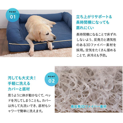 ペットベッド カバーセット 3D Lサイズ パピー 成犬 シニア 老犬 高反発ウレタン 綿100％ 体圧分散 ワンちゃん 犬 猫 通気性 洗える 介護 カドラー エムール
