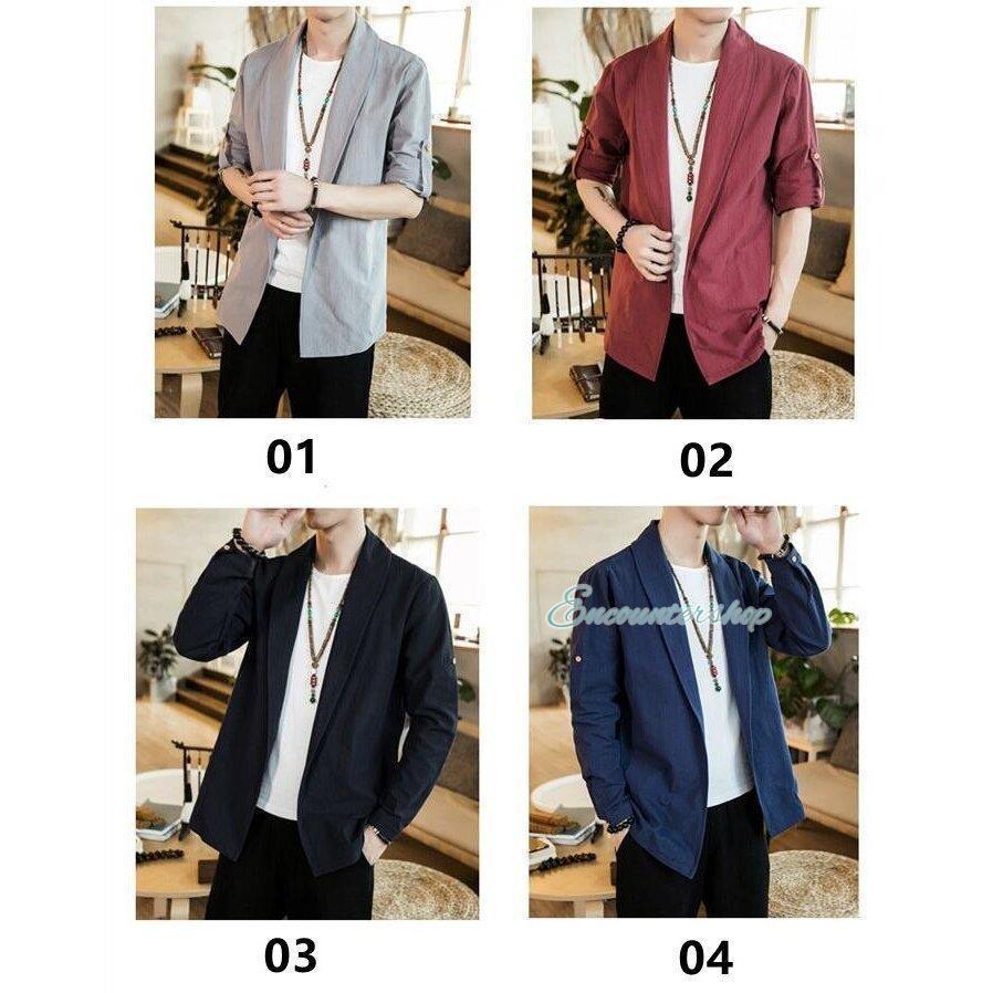 テーラードジャケット メンズ ジャケット カジュアルジャケット ロールアップ 夏 綿麻 大きいサイズ